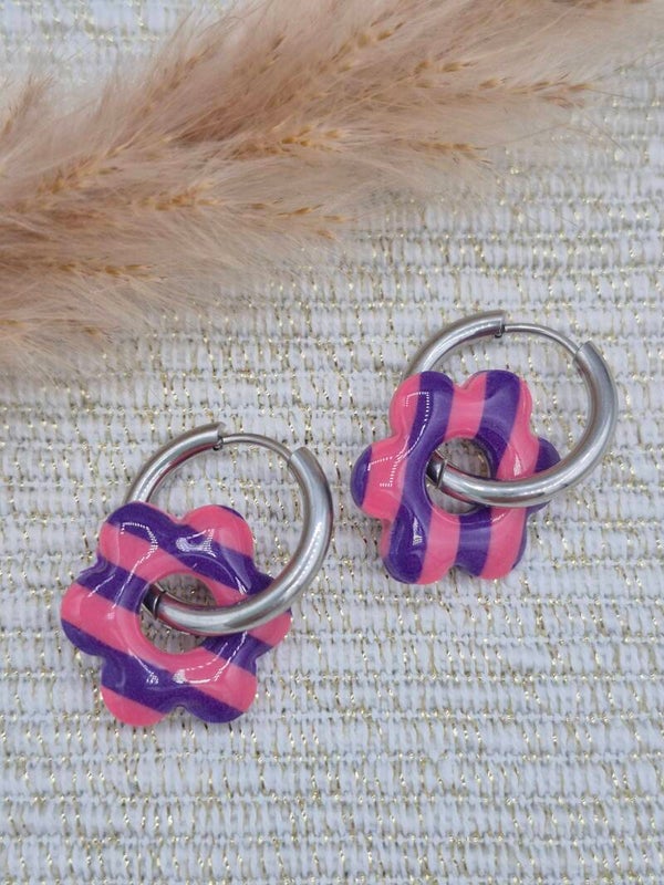 Bloeme mini | Gestreept paars en fuchsia