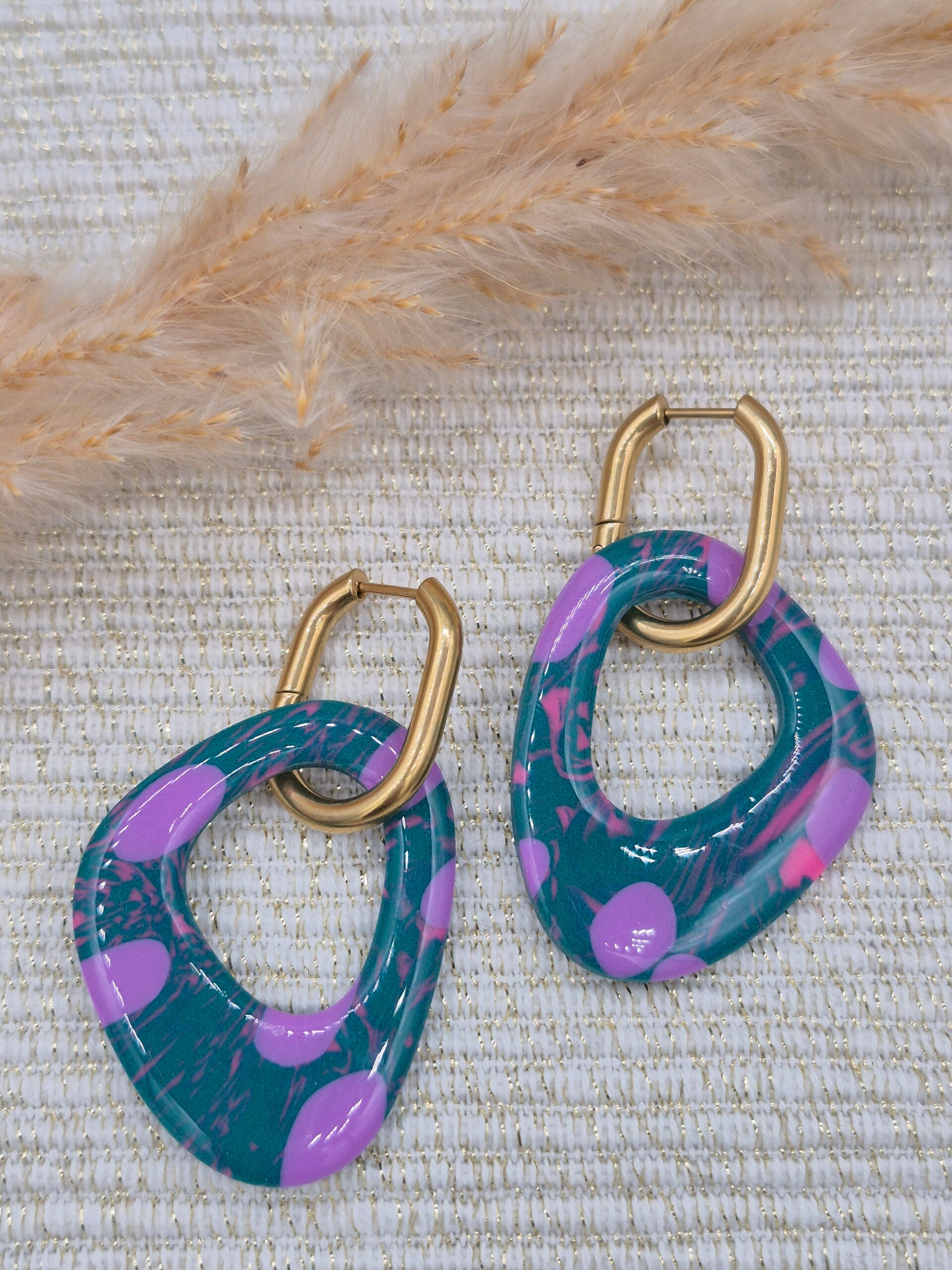 Evi | Groen en lila gevlekt