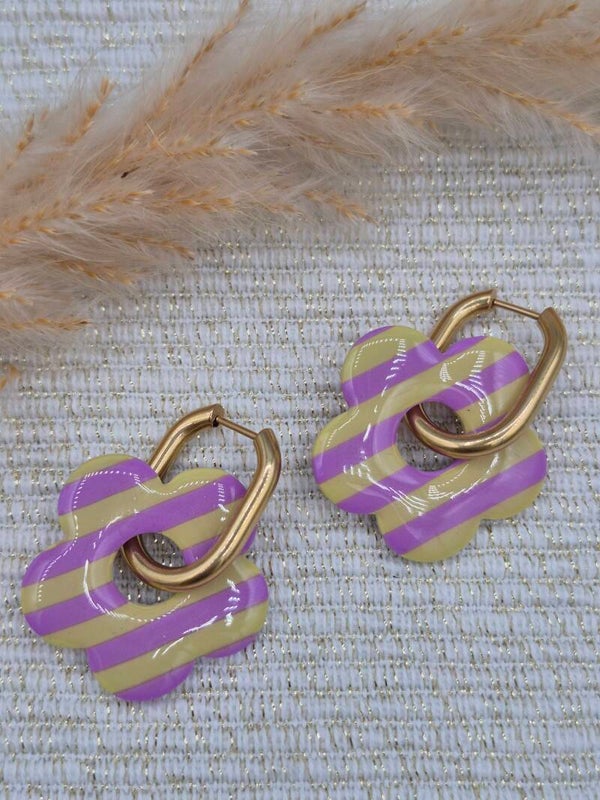 Bloeme | Gestreept lime groen en lila