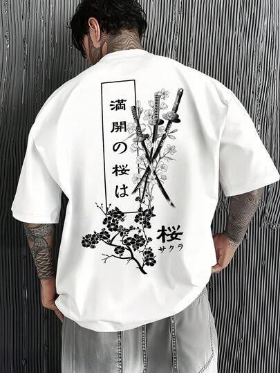 Playera Blanca con Estampado Japonés