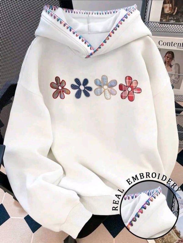 Sudadera Blanca Flores