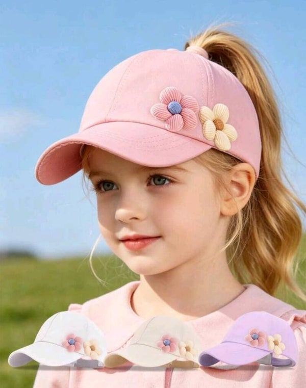 Gorra Rosa Infantil Flor