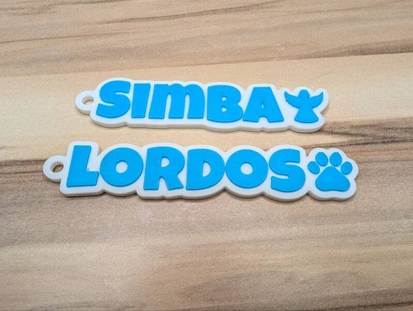 Personalisierter 3D Name-Schlüsselanhänger mit Symbol - Wunschname + Pfote / Engel - Für Hunde, Katzen & Erinnerungsstück