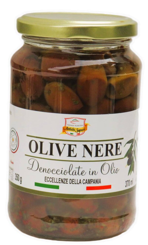 Olive nere denocciolate in olio 350g