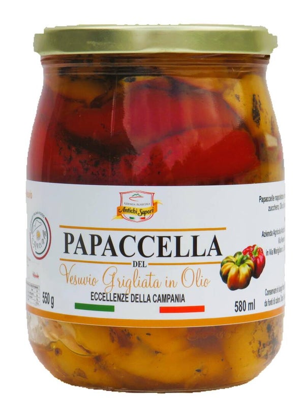 Papaccella Riccia Napoletana grigliata in olio (Peperoni ricci) 550g