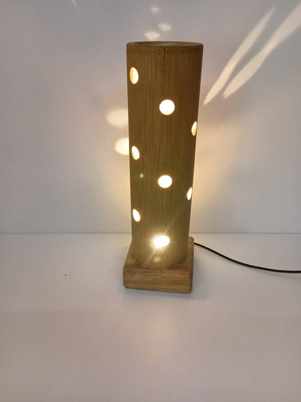 Sfeerlamp in bamboe met ronde gaten