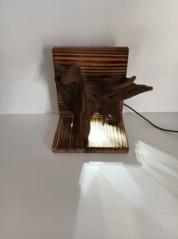 Sfeerlamp gemaakt uit een natuurstronk