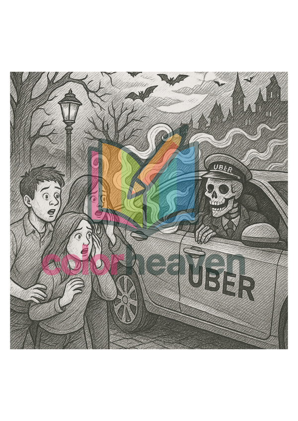 Haunted Uber coloring page