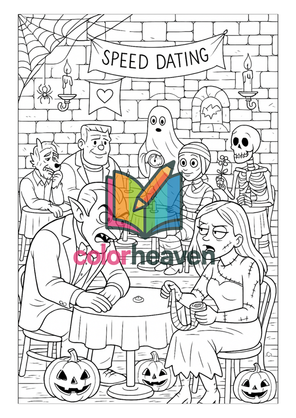 Monster Speed Dating coloring page
