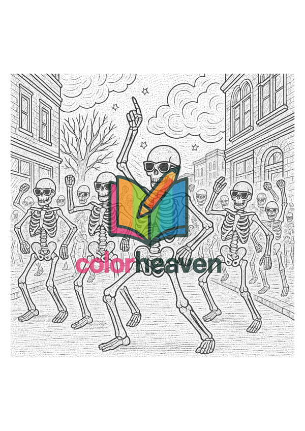 Skeleton Flash Mob coloring page