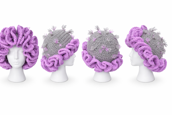 Lavender and Grey Ruffle Hat