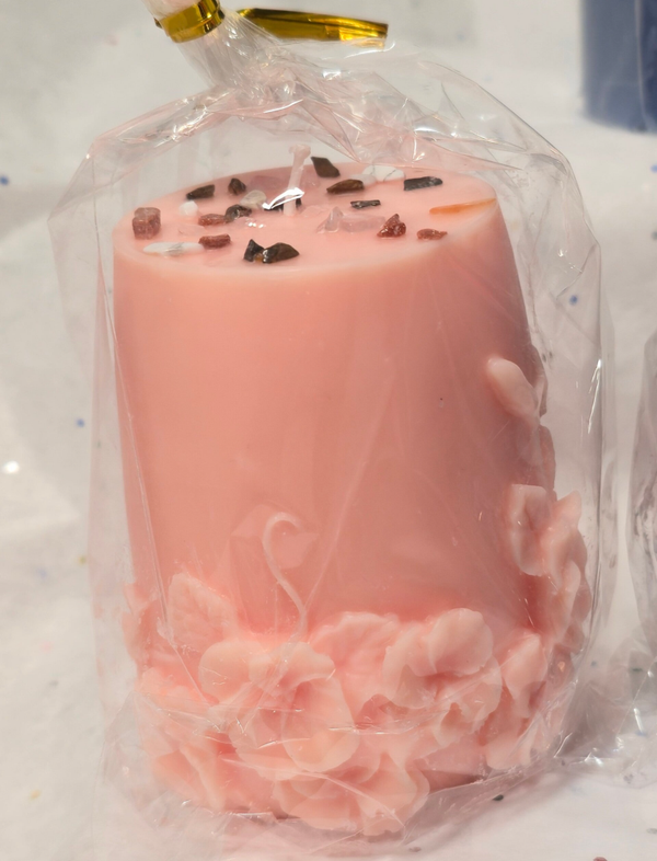 Flower Candle With Crystals