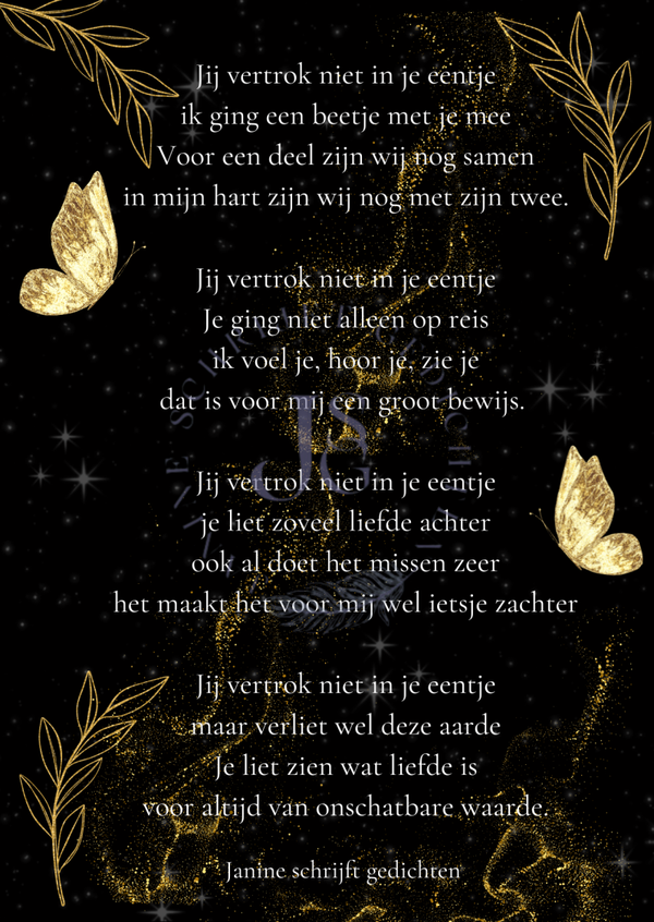 Jij vertrok niet in je eentje