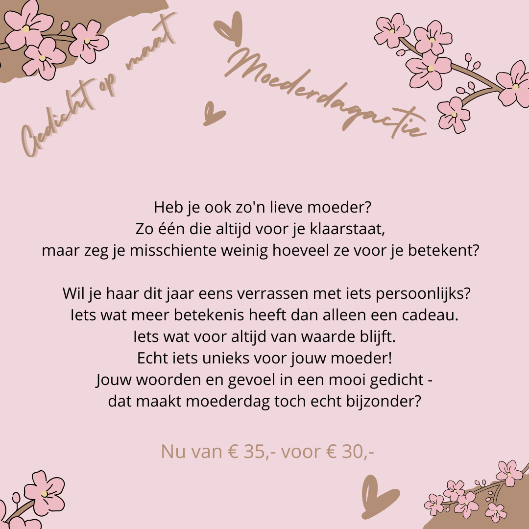 Moederdag - een persoonlijk gedicht (100% maatwerk)