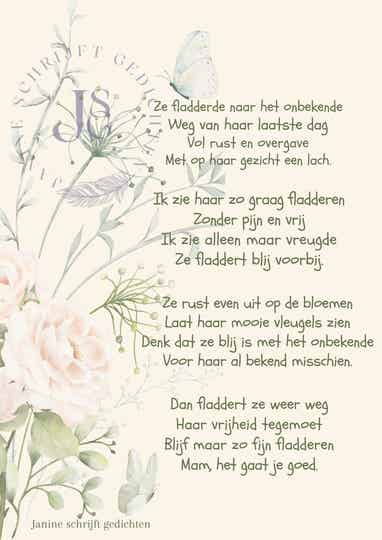 Ze fladderde naar het onbekende