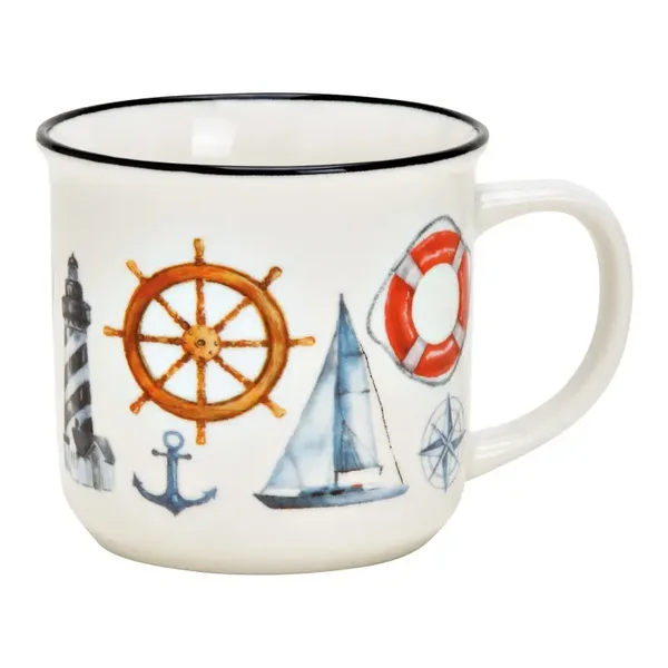 Mok maritiem decor porselein wit