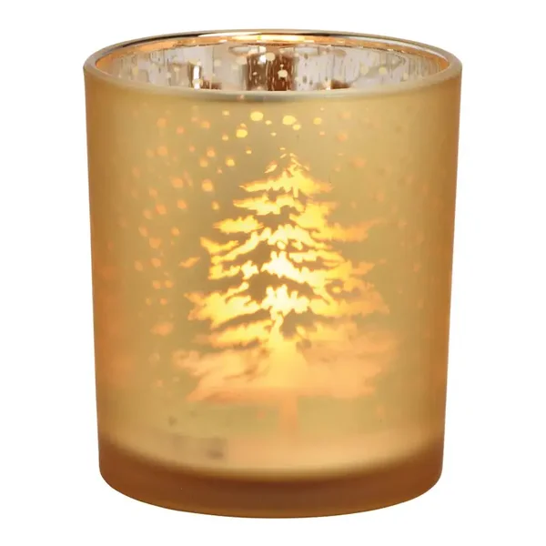 Windlicht winterbosdecor van glas champagne