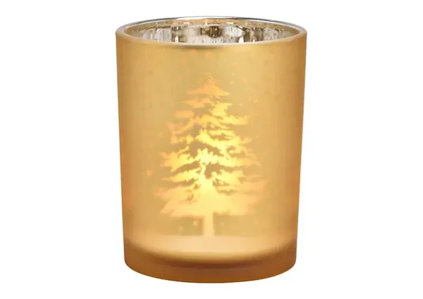 Windlicht winterbosdecor van glas champagne