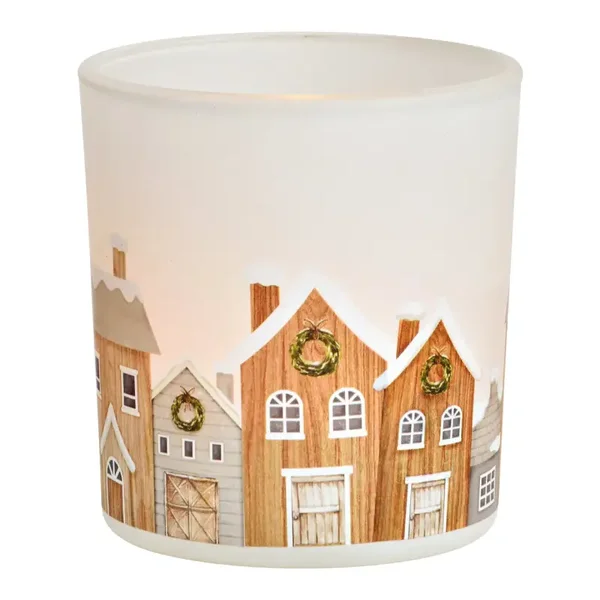 Lantaarn Stad in de Winter van glas wit