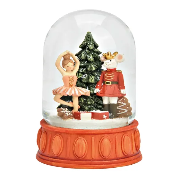 Sneeuwbol notenkraker van poly/glas rood
