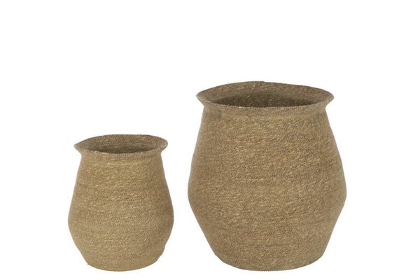 Set Van 2 Manden Rond Marie Zeegras Naturel