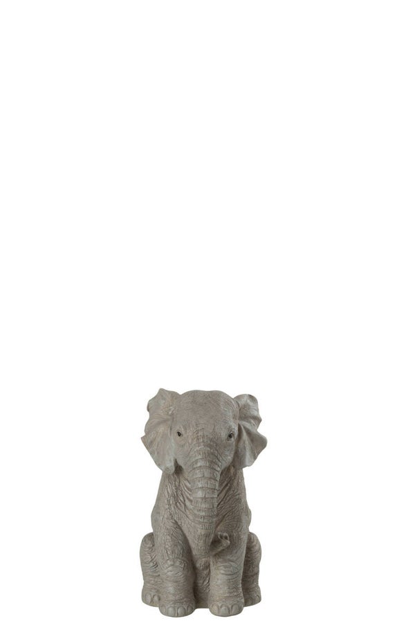 Olifant Zittend Poly Grijs Small