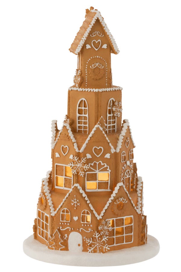 Peperkoekenhuis Toren Led Poly Bruin