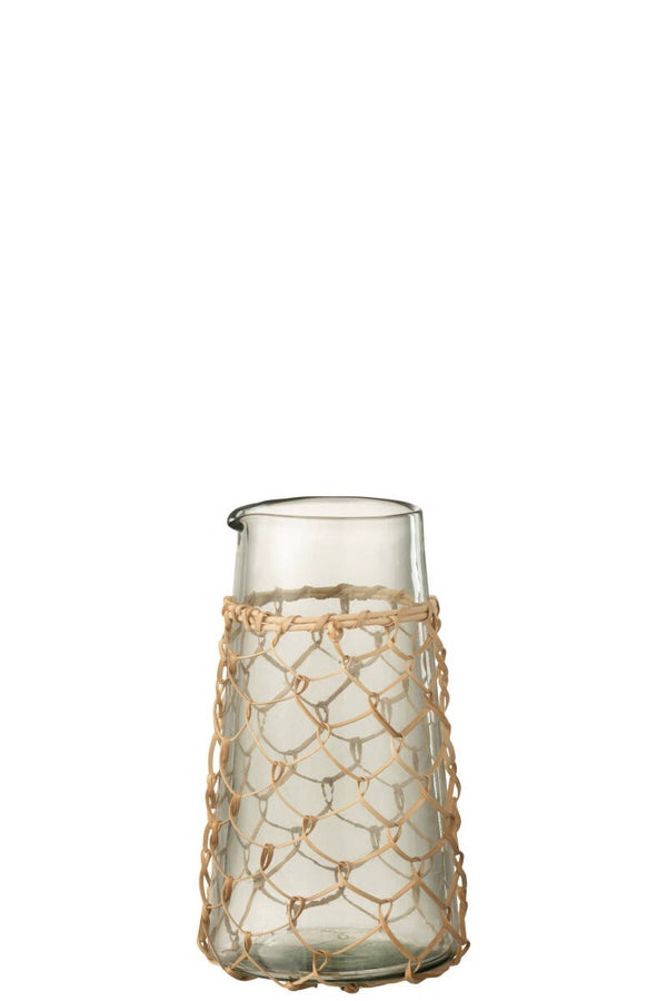 Karaf Breiwerk Glas/Riet Transparant