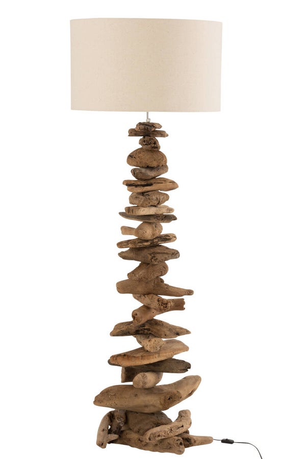 Lamp+Kap Drijfhout Naturel/Beige Large