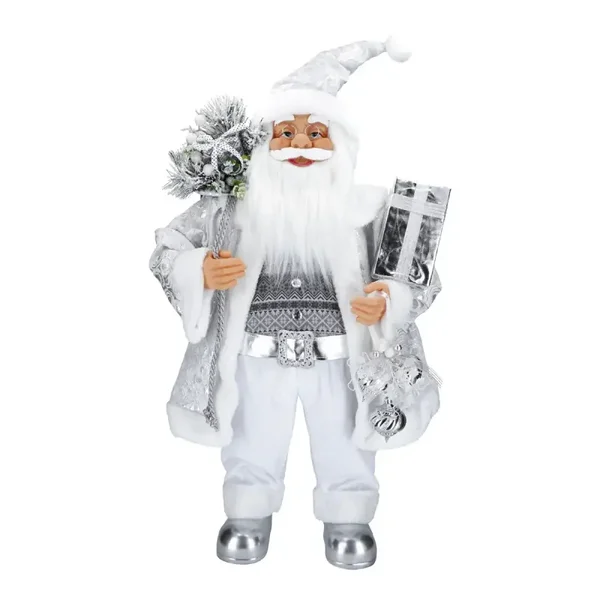 Santa standing silver 80 cm