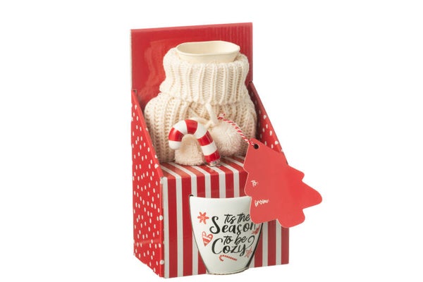 Tas+Lepel+Warmwaterkruik Giftbox Keramiek Rood