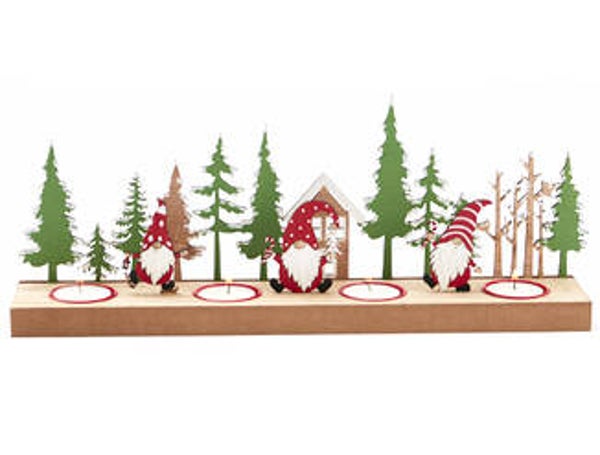 landschap met gnomes 4 kaarsjes rood groen