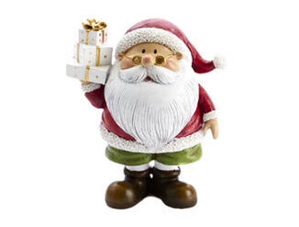 kerstman met cadeautjes rood groen H 16