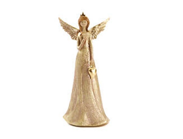 engel met gouden hart goud brons H 28,5