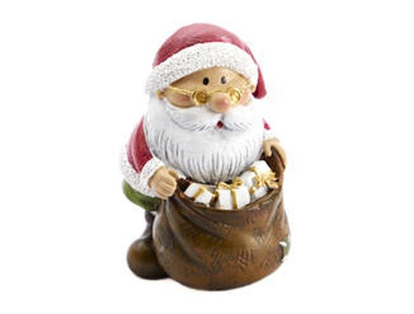 kerstman met zak rood groen H 9,5
