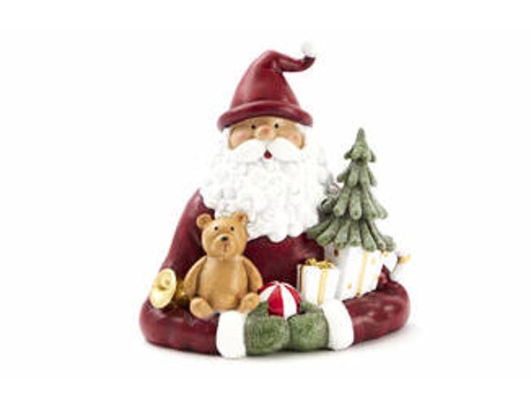 kerstman buste rood met geschenkjes H 18