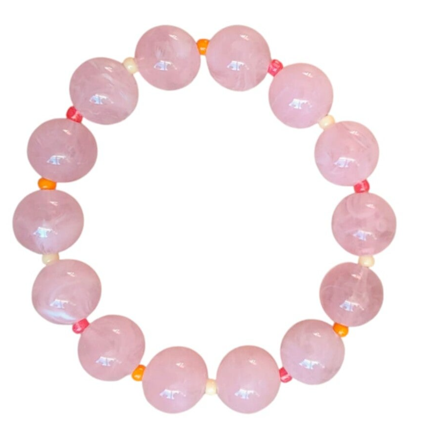 Armband grote kraal roze