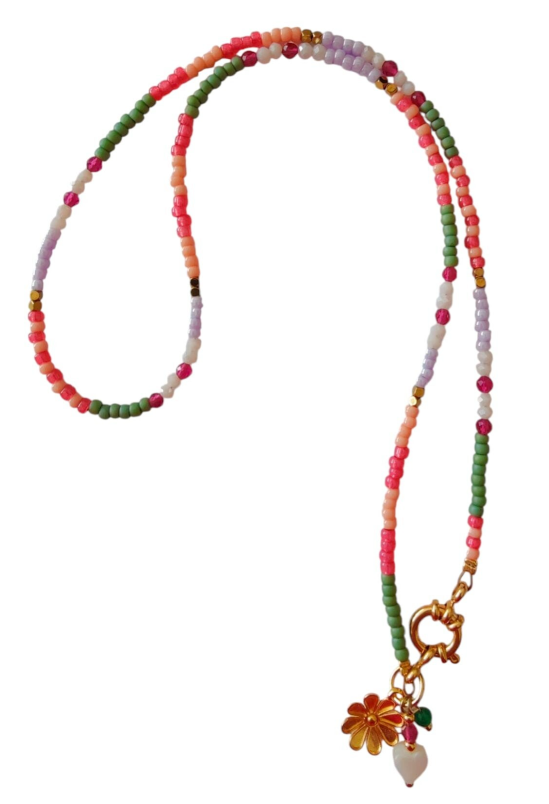 Ketting zomerse kralenmix - met bedels