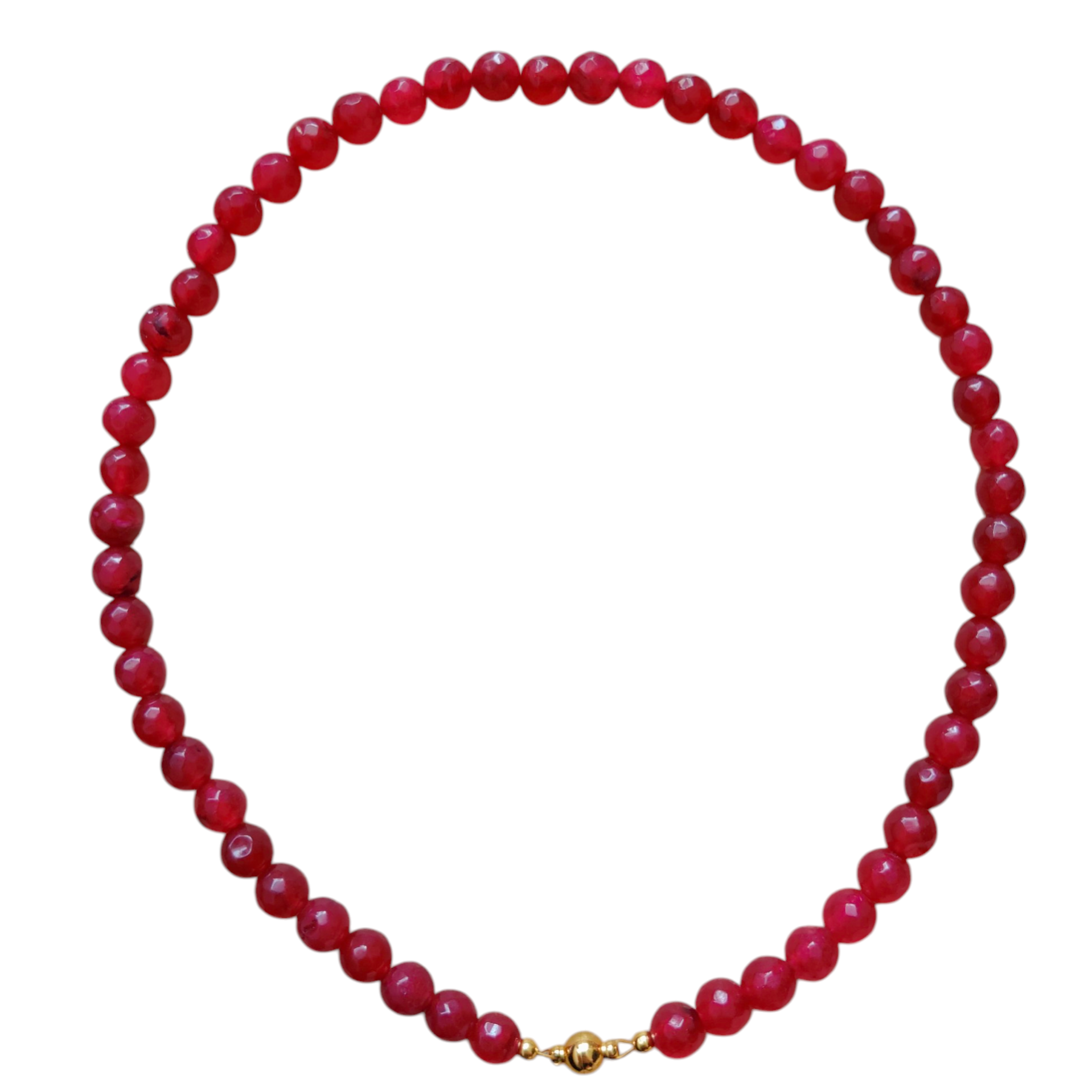 Ketting natuursteen met magneetsluiting - framboos