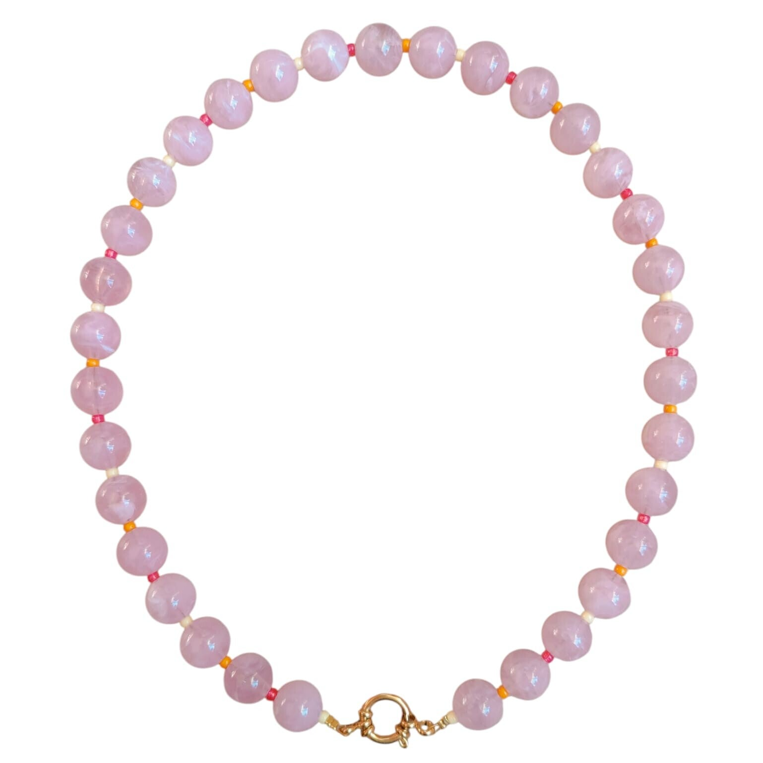 Ketting grote kraal - roze