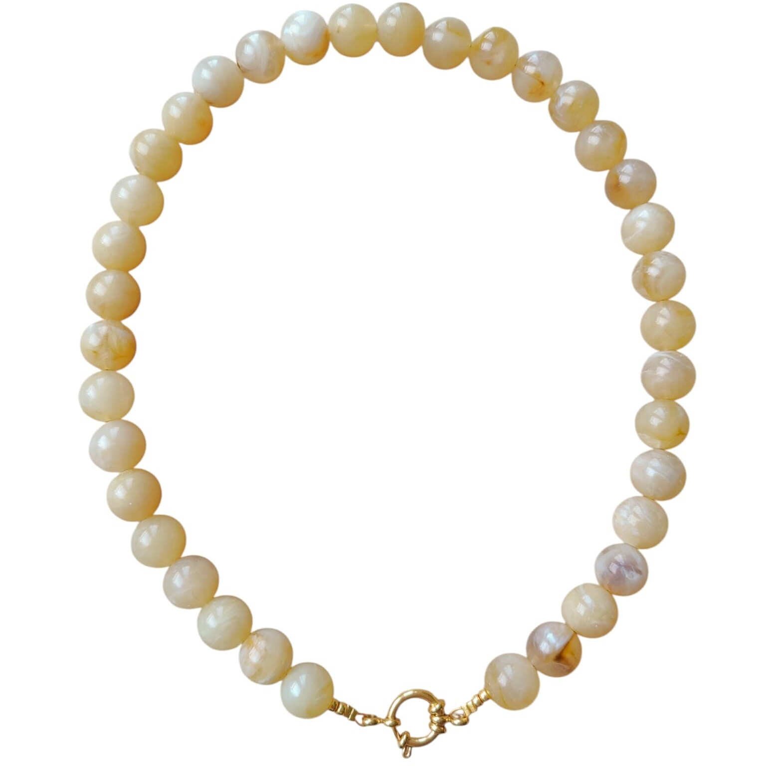 Ketting grote kraal - beige