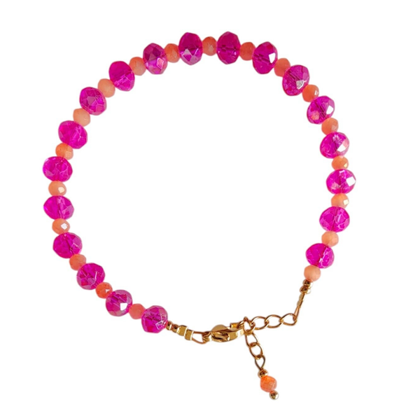 Armband facet - neon roze en oranje