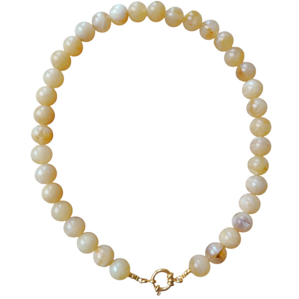 Ketting grote kraal - beige