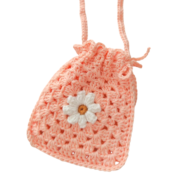 Schoudertasje bloem - licht oranje