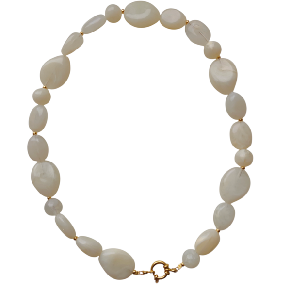 Ketting grote kraal - wit