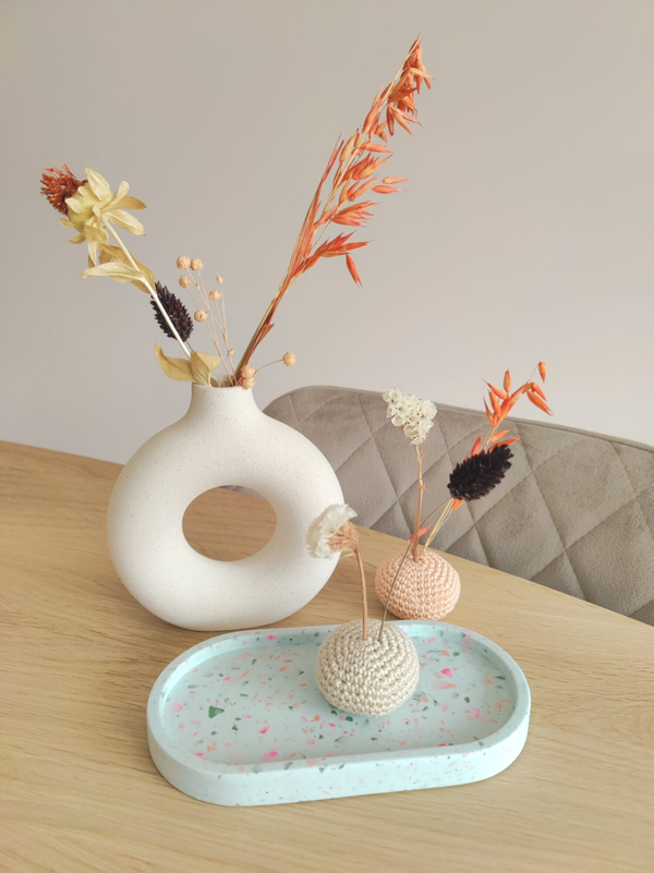 Onderzetter ovaal: groen/roze/oranje