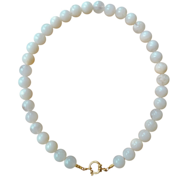 Ketting grote kraal - wit