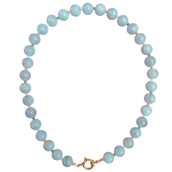Ketting grote kraal - blauw