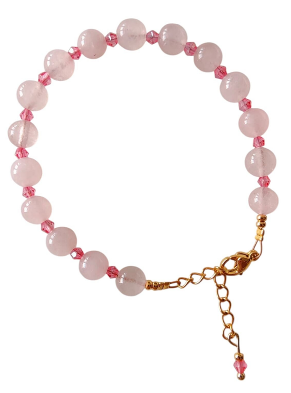 Armband natuursteen kwarts - roze