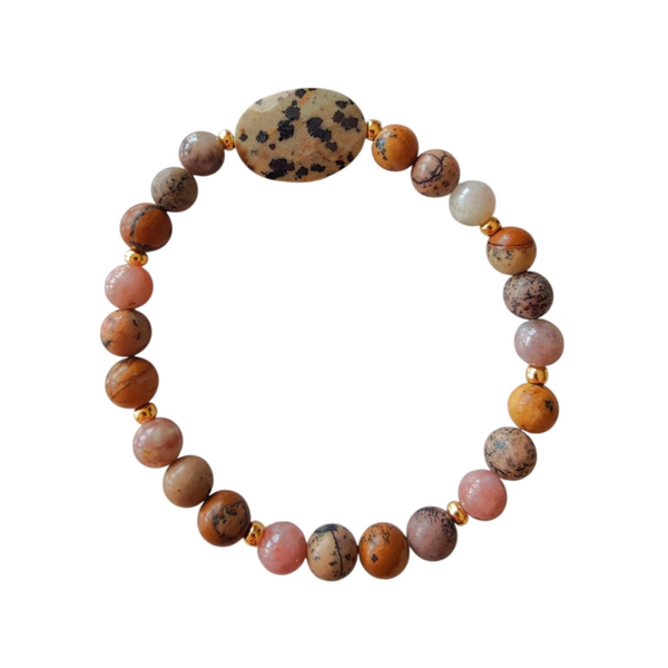 Armband natuursteen met ovalen dalmatiër steen